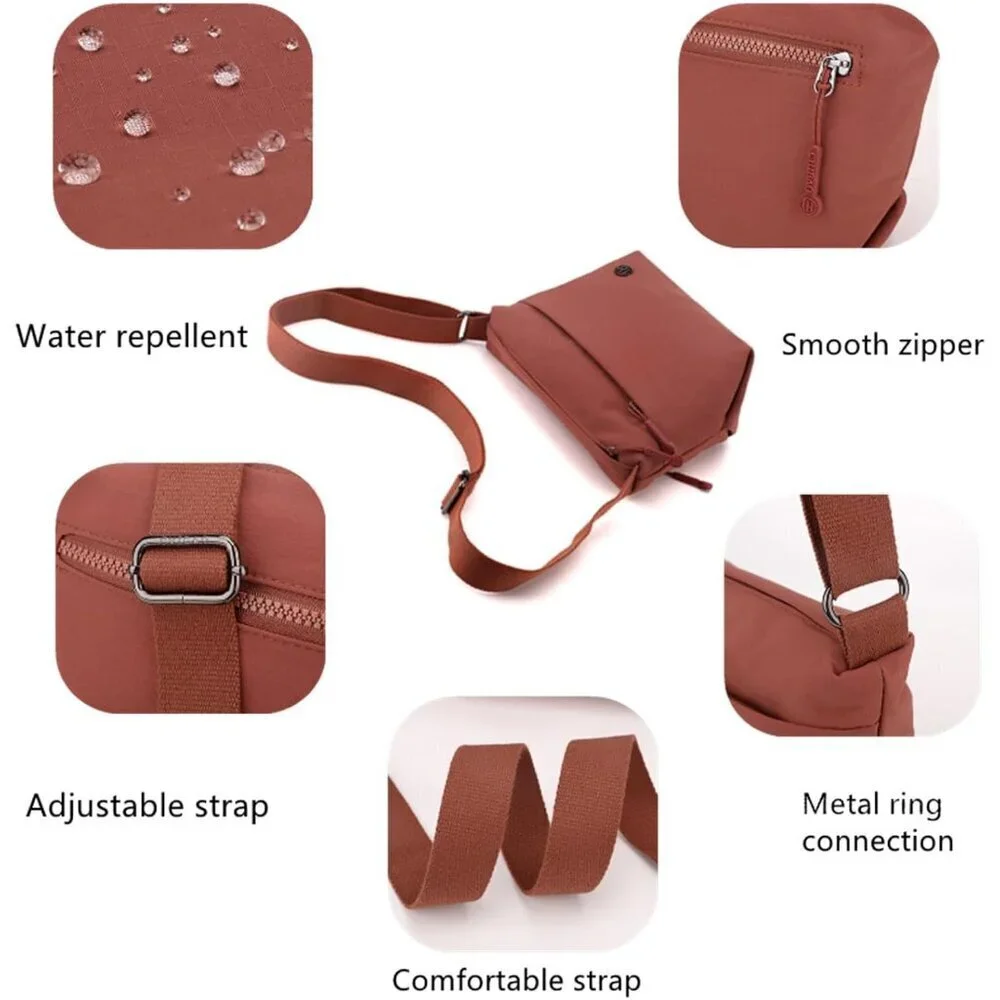 Small Crossbody Nylon Bag Women Mini Travel Purse Shoulder Handbag Compact